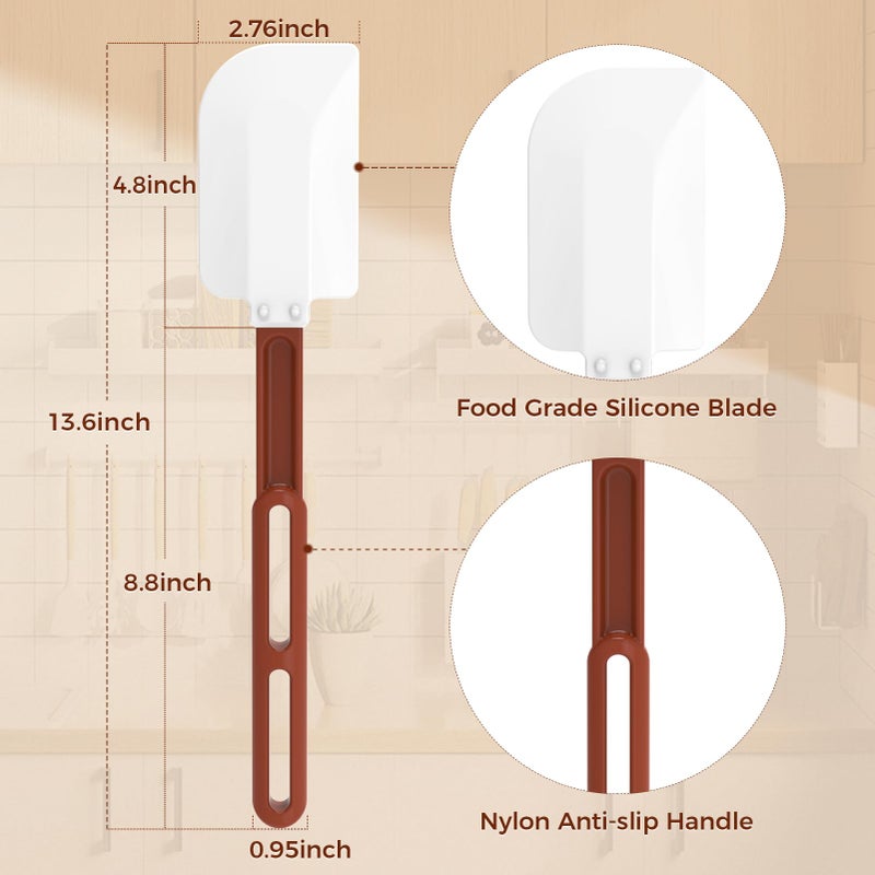 ReneeChef High Heat Resistant Silicone Spatulas, 13-1/2" Commercial Spatula 500Â°F Heat-Resistant Heavy Duty Spatula Non-Stick Scraper, Ideal for Baking/Cooking/Mixing, Commercial Dishwasher Safe, Set of 2 - Image 2
