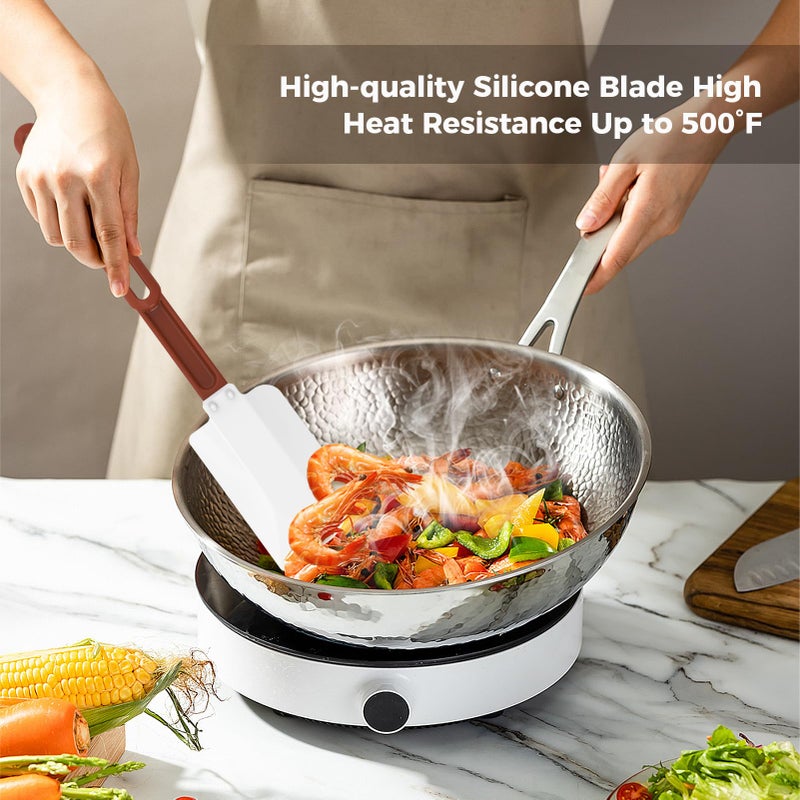 ReneeChef High Heat Resistant Silicone Spatulas, 13-1/2" Commercial Spatula 500Â°F Heat-Resistant Heavy Duty Spatula Non-Stick Scraper, Ideal for Baking/Cooking/Mixing, Commercial Dishwasher Safe, Set of 2 - Image 5
