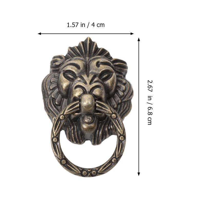 Antique Vintage Lion Head Drawer Pull Handles 4 Pack Copper Color Cabinet Hardware - Image 3