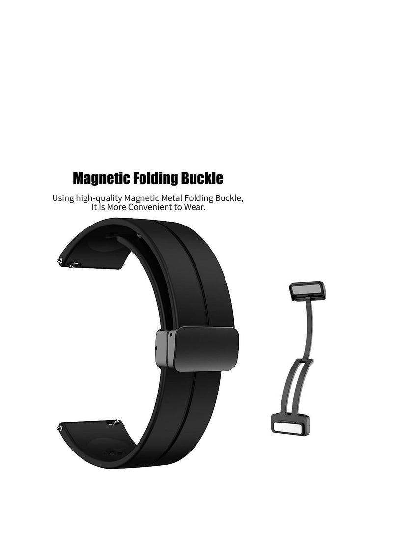 حزام سيليكون 20 مم مع مشبك مغناطيسي قابل للطي لهاتف Xiaomi Amazfit GTS2 / GTS / GTS 2e / GTS 2 Mini أسود - Image 3