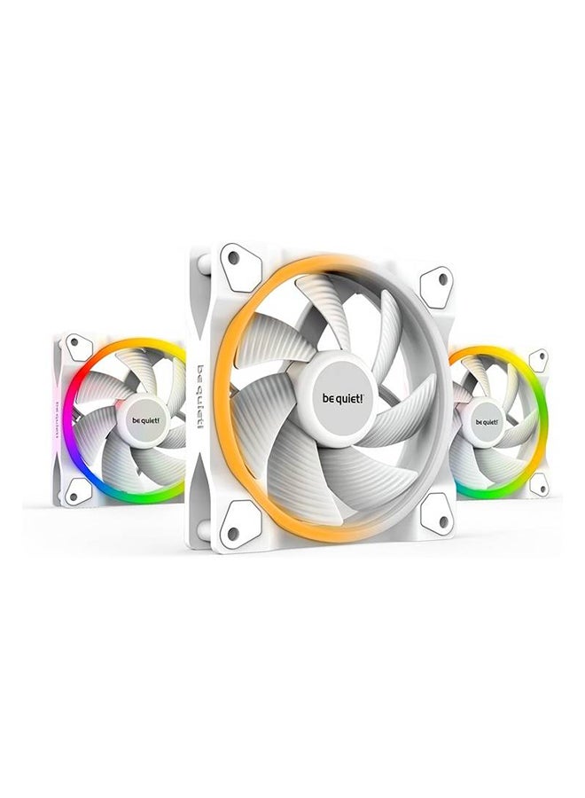 be quiet! Light Wings 120mm PWM High-Speed ARGB Case Fan Triple Pack, 18-LED Front & Rear ARGB Lighting, 2500 RPM, 52.3 CFM, 2.6 mmH₂O, 31 dB(A), 4-Pin PWM, 5V 3-Pin ARGB Hub Included, White | BL100 - Image 1