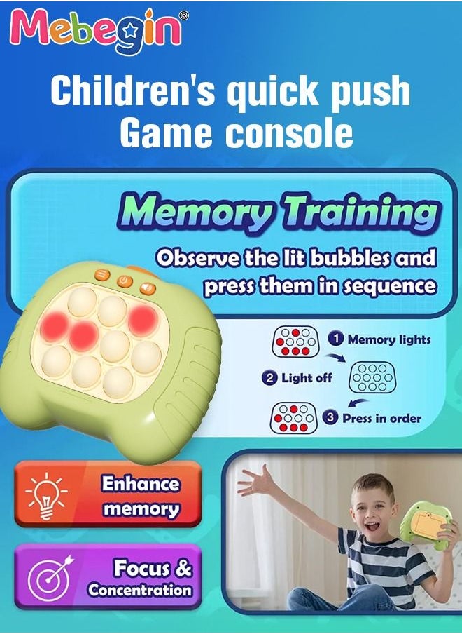 MEBEGIN - Quick Push Bubble Game with 4 Fun Game Modes, Educational Push Pop Game, Mini-Handheld Fast Speed Push Game Console with Light and Sound, Fun Electronic Push It Pop Fidget Toys, Creative Antistress Toy for Kids and Adults, 3 AAA Batteries(Not Included) - Image 1