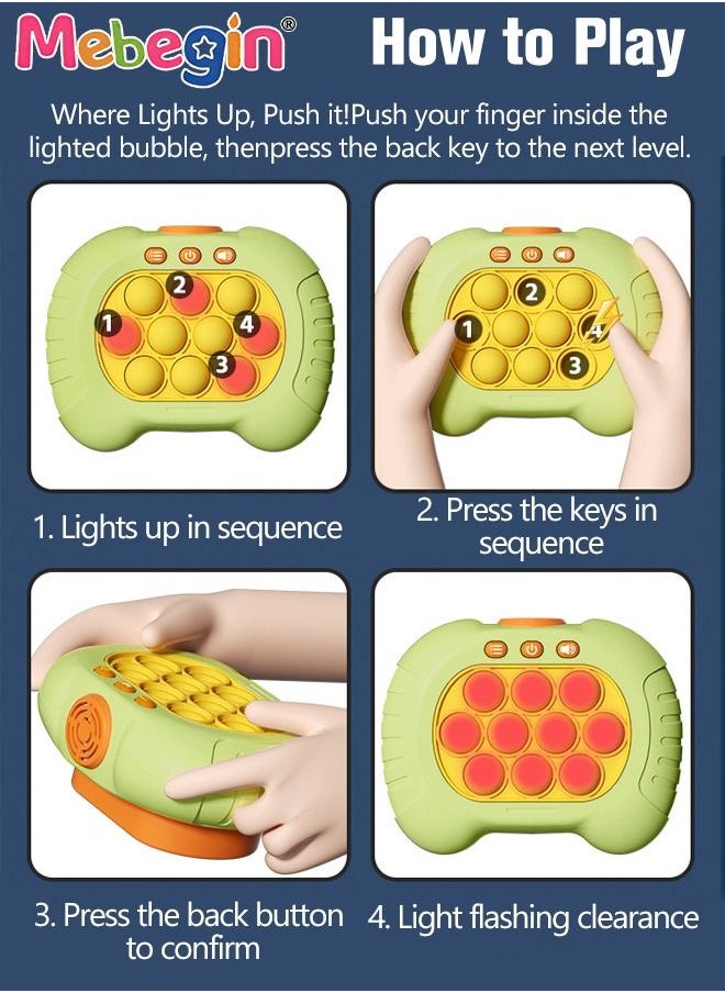 MEBEGIN - Quick Push Bubble Game with 4 Fun Game Modes, Educational Push Pop Game, Mini-Handheld Fast Speed Push Game Console with Light and Sound, Fun Electronic Push It Pop Fidget Toys, Creative Antistress Toy for Kids and Adults, 3 AAA Batteries(Not Included) - Image 1