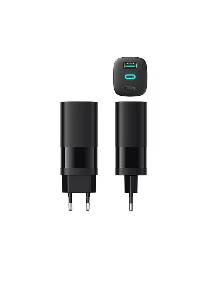 هافيت wall Charger with 2 Power Delivery 65W Output, USB-A 60W Gan Technology (65W Max) model UC10,black