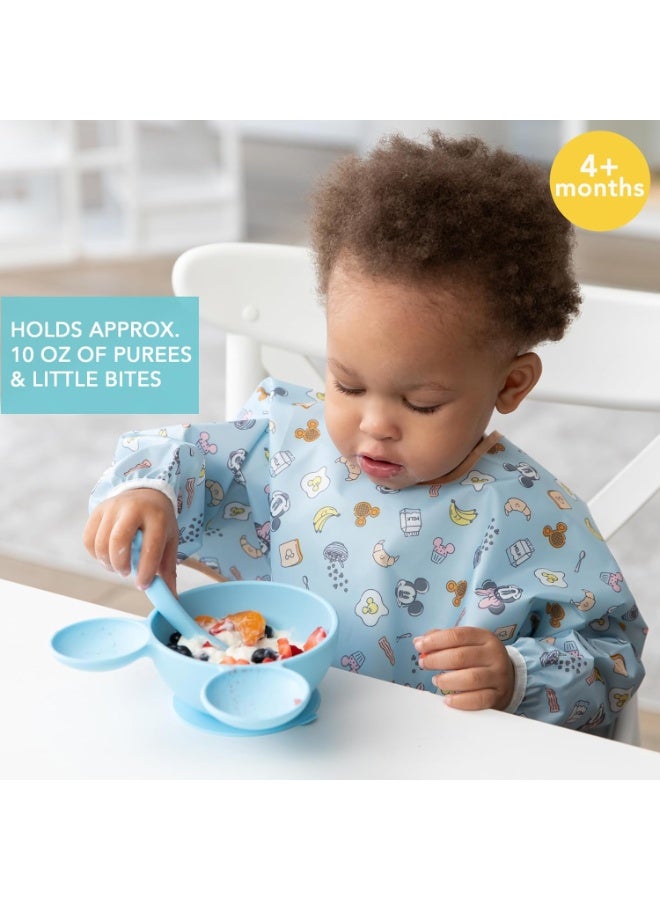 Bumkins Disney Baby Bowl, Silicone Feeding Set with Suction for Baby and Toddler, Includes Spoon and Lid, Essentials for Baby Led Weaning,for Babies 4 Months, Mickey Mouse Light Blue - Image 4