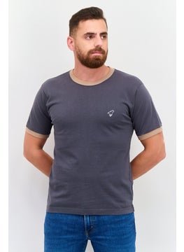 Wrangler Men Crew Neck Short Sleeves Brand Logo T-Shirt, Dark Grey  - Image 1