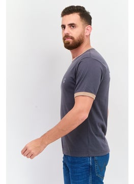 Wrangler Men Crew Neck Short Sleeves Brand Logo T-Shirt, Dark Grey  - Image 2