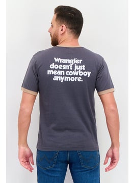 Wrangler Men Crew Neck Short Sleeves Brand Logo T-Shirt, Dark Grey  - Image 3