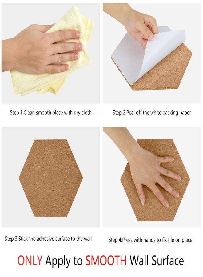 HBlife Hexagon Cork Board Tiles 10 Pack Self-Adhesive Corkboards for Wall Pin Board Decorative Bulletin Board for Office Home Kitchen with 50 Multi-Color Push Pins - Image 4