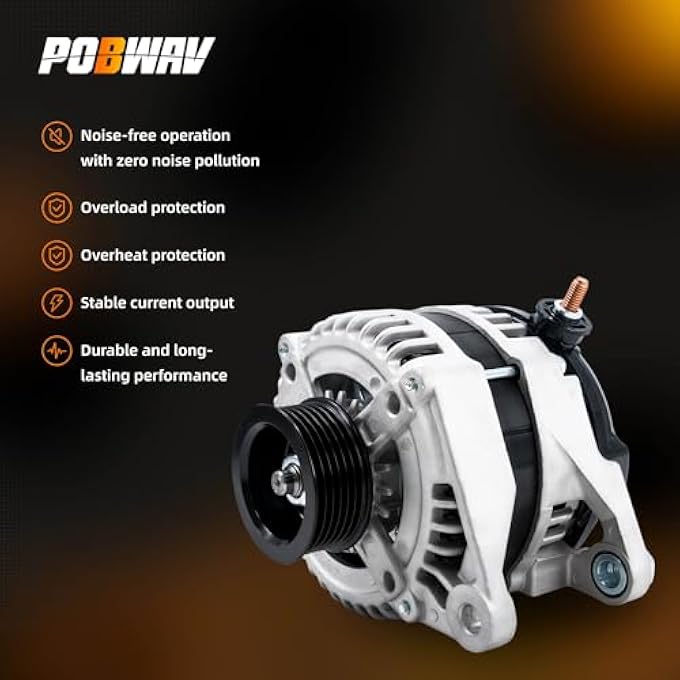 POBWAV 56029914A 56029914AD Alternator Compatible with Dodge Ram 1500 Durango Nitro Jeep Grand CherokeeCommander Liberty Chrysler Aspen 12V 160A CW 6-Groove Pulley Replace# 56029914AF 56029914AL - Image 5