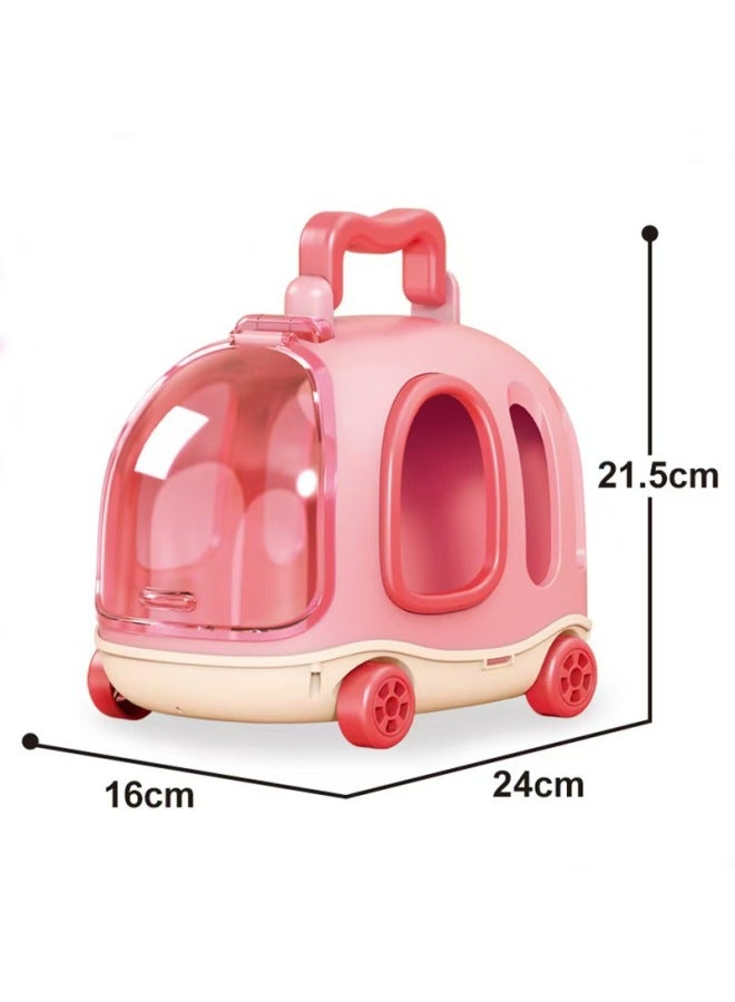 Toy Bus Cage Small Cute Plush Animal Pet Cage Baby Parent-child Toys Wholesale-Color:Cage Pink (without Animals)  - Image 1