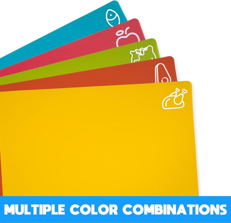Goodluck 5 Pieces Flexible Cutting Boards, BPA Free Plastic Cutting Boards for Kitchen, Non Slip Cutting Mat for Meat and Vegetables, Thanksgiving - Image 3