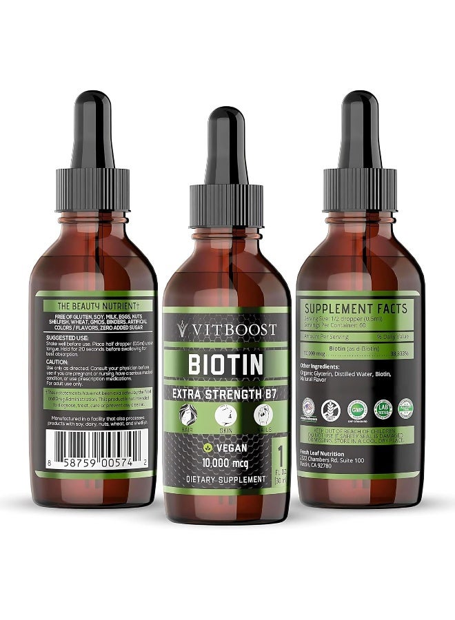 VITBOOST Vegan Biotin Liquid Drops 10,000 mcg for Women - Image 2