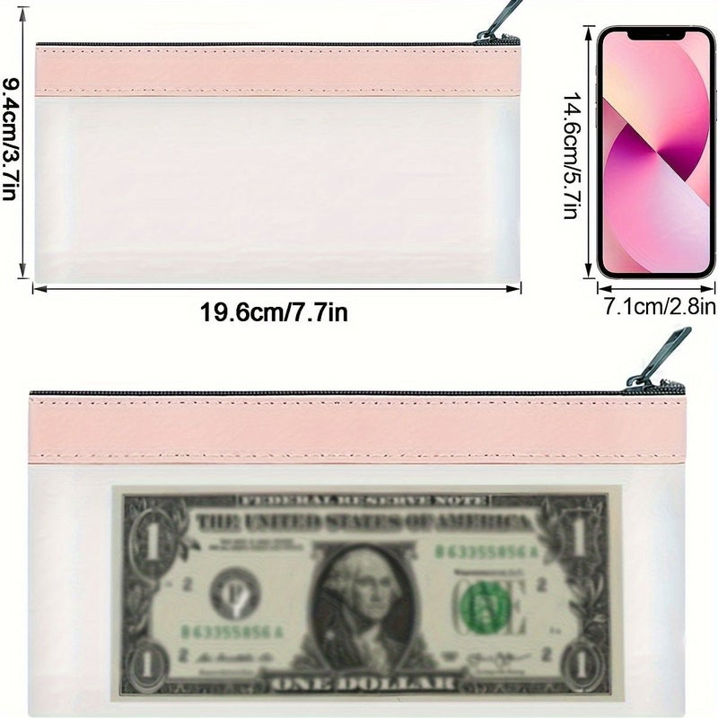 Set of 4 Zippered Money Bags Clear Cash Pouches Bank Deposit - Image 2