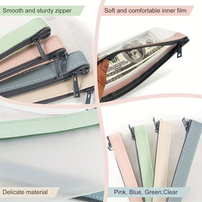 Set of 4 Zippered Money Bags Clear Cash Pouches Bank Deposit - Image 3