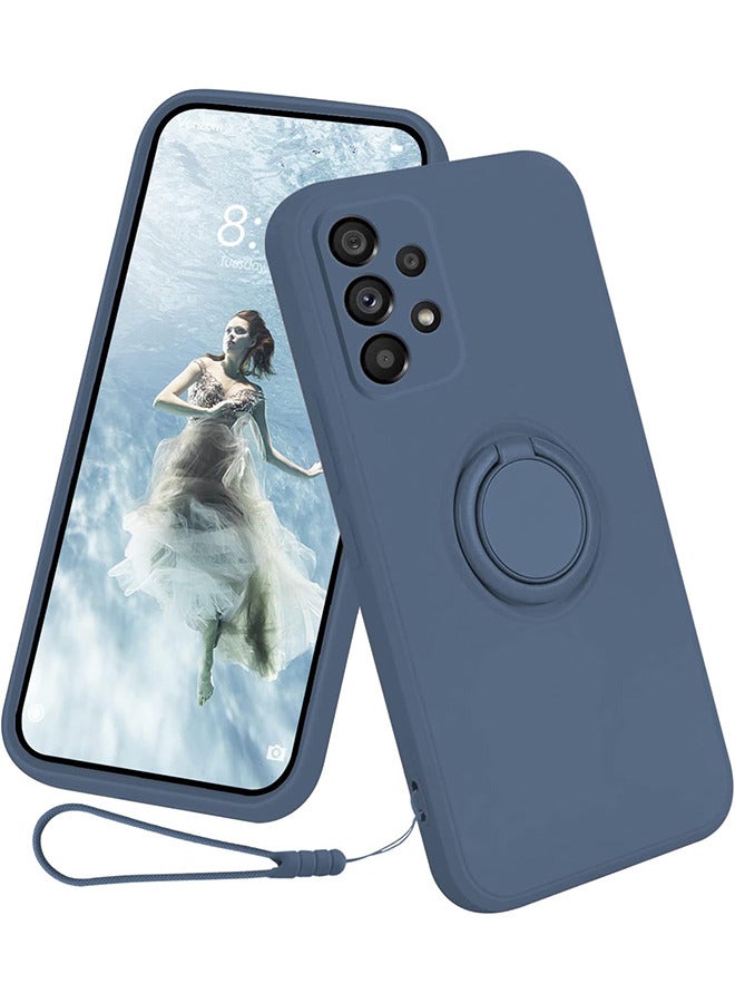 حالة متوافقة مع Samsung Galaxy A73 5G ، السيليكون مع حلقة 360 درجة قابلة للتدوير ، غطاء واقعي مع حزام مع الحبل (الأزرق) - Image 1