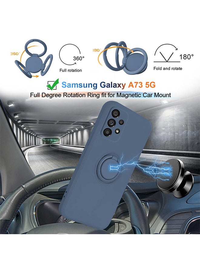 حالة متوافقة مع Samsung Galaxy A73 5G ، السيليكون مع حلقة 360 درجة قابلة للتدوير ، غطاء واقعي مع حزام مع الحبل (الأزرق) - Image 2