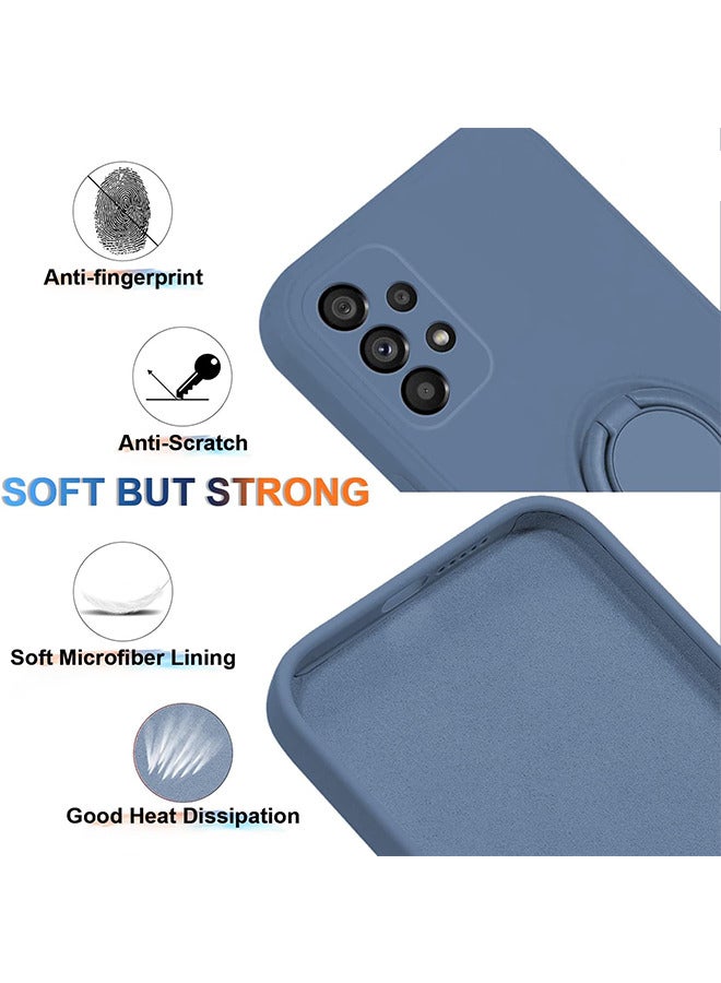 حالة متوافقة مع Samsung Galaxy A73 5G ، السيليكون مع حلقة 360 درجة قابلة للتدوير ، غطاء واقعي مع حزام مع الحبل (الأزرق) - Image 3