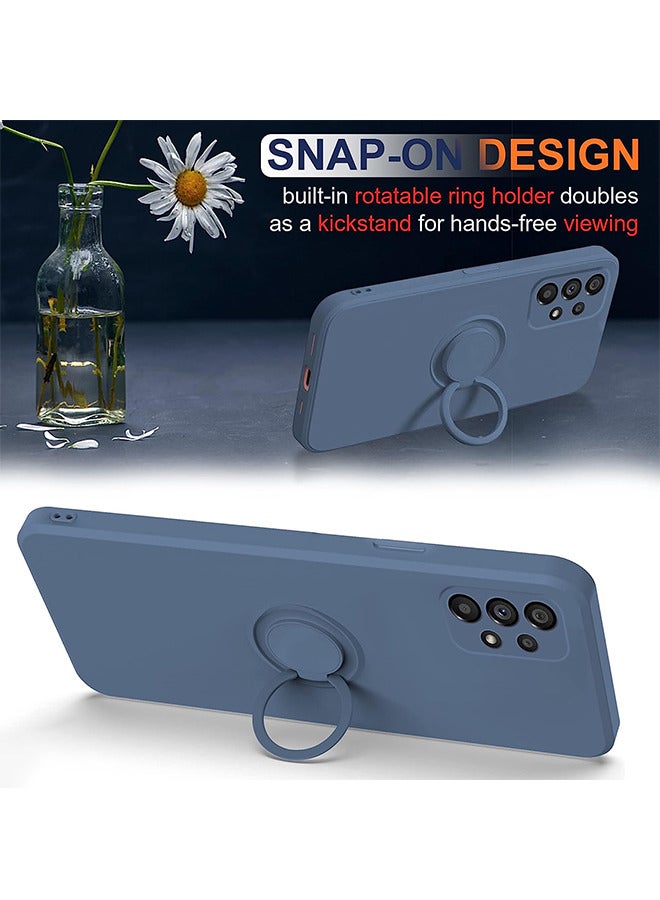 حالة متوافقة مع Samsung Galaxy A73 5G ، السيليكون مع حلقة 360 درجة قابلة للتدوير ، غطاء واقعي مع حزام مع الحبل (الأزرق) - Image 4
