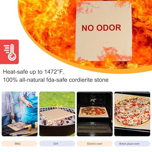 Garpernics 10 Inch Small Pizza Stone with Parchment Paper(50 pcs) for Camp Oven 10”x11”x0.5”, Garpernics Rectangular Cordierite Baking & Grilling Stone for Grills and Air Fryers Fit for Coleman Camp Oven - Image 4
