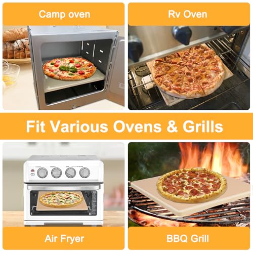 Garpernics 10 Inch Small Pizza Stone with Parchment Paper(50 pcs) for Camp Oven 10”x11”x0.5”, Garpernics Rectangular Cordierite Baking & Grilling Stone for Grills and Air Fryers Fit for Coleman Camp Oven - Image 5