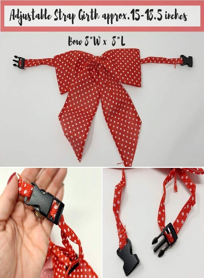 BANBERRY DESIGNS Dog Collar - Christmas Dog Collar - Set of 2 - Red and Green Polka Dot Bows for Pets - Quick Release Plastic Buckle - Bonus Pet Photo Ornament - Each Bow Measures 9" x 9" - 3 Piece Gift - Image 3