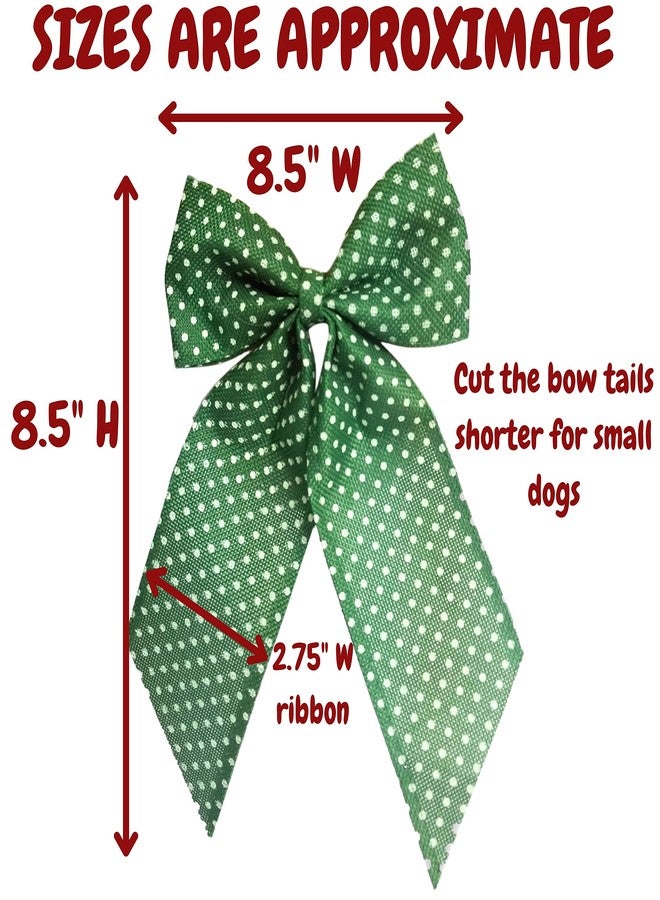 BANBERRY DESIGNS Dog Collar - Christmas Dog Collar - Set of 2 - Red and Green Polka Dot Bows for Pets - Quick Release Plastic Buckle - Bonus Pet Photo Ornament - Each Bow Measures 9" x 9" - 3 Piece Gift - Image 2