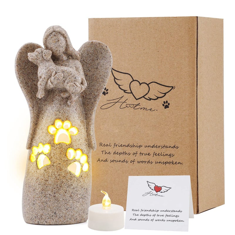 BEARAE Dog Memorial Gifts for Loss of Dogs Pet Loss Sympathy Gifts Dog Passing Away Bereavement Gift Remembrance Grieving Dogs Angel Candle Holder Figurine Statue for Pet Lover