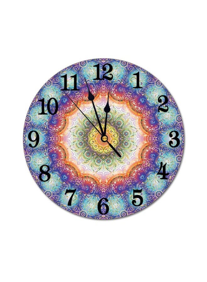 Abucaky Mandala Wall Clock Battery Operated Silent Non Ticking Round Clock Bohemian Peacock Feathers Wall Decor for Home, Office, School 9.8 Inch - Image 1