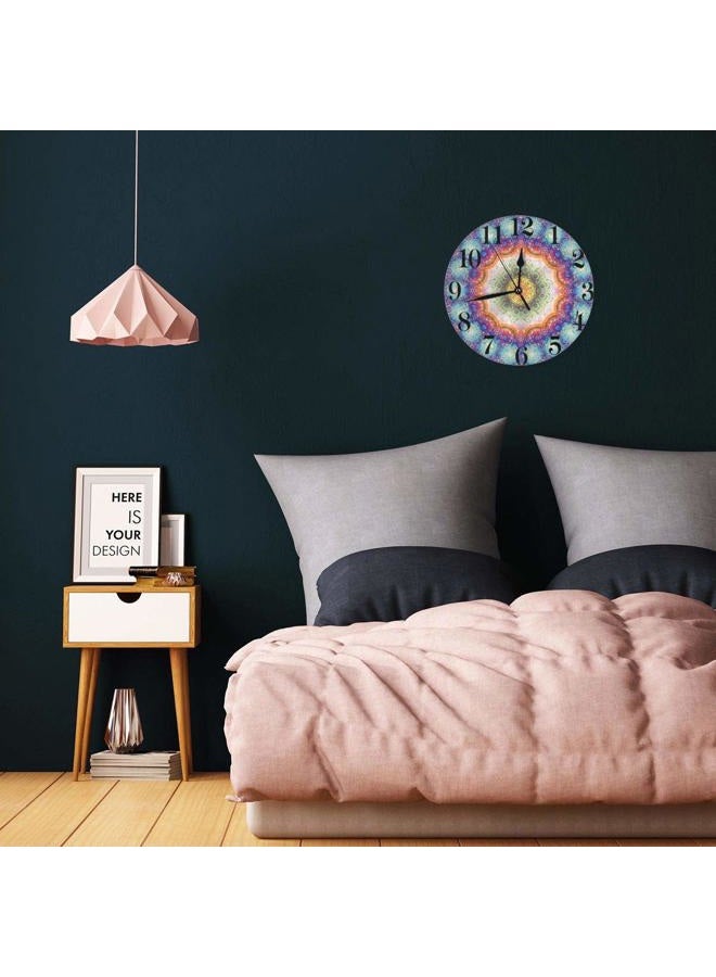 Abucaky Mandala Wall Clock Battery Operated Silent Non Ticking Round Clock Bohemian Peacock Feathers Wall Decor for Home, Office, School 9.8 Inch - Image 4