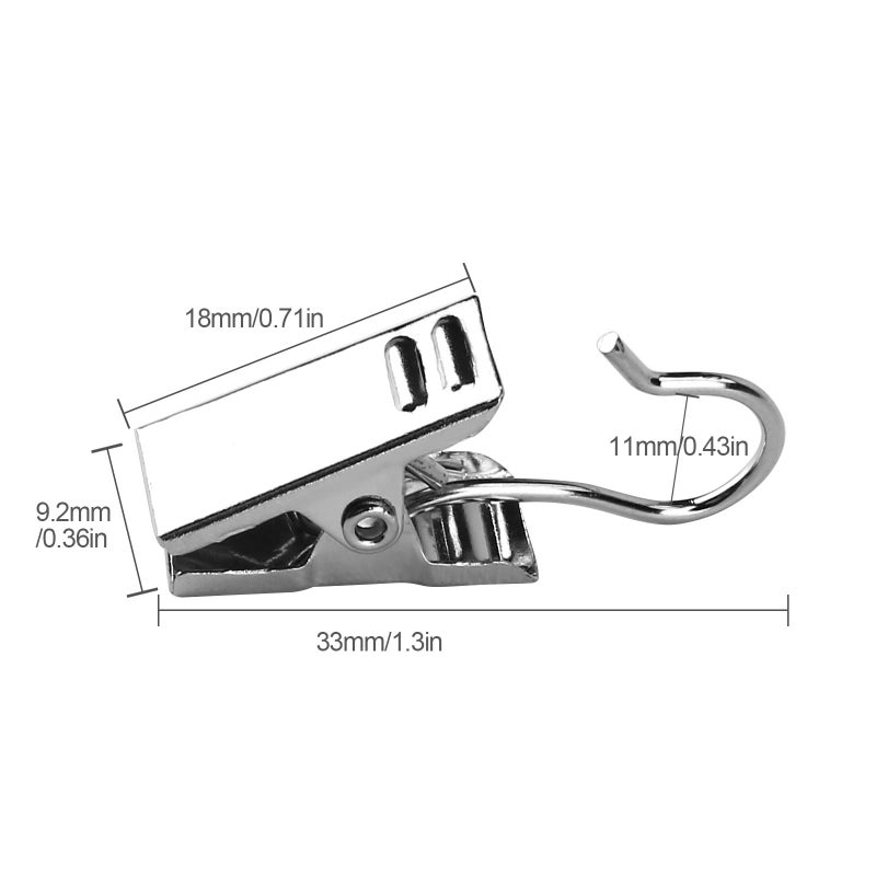 AJulyBee 50 PCS Curtain Hooks Heavy Duty Clips with Hooks, Stainless Steel Shower Curtain Clips with Hook for Vendor Display Supplies, Home Decoration, Photos, Art Craft Display (Silver) - Image 2