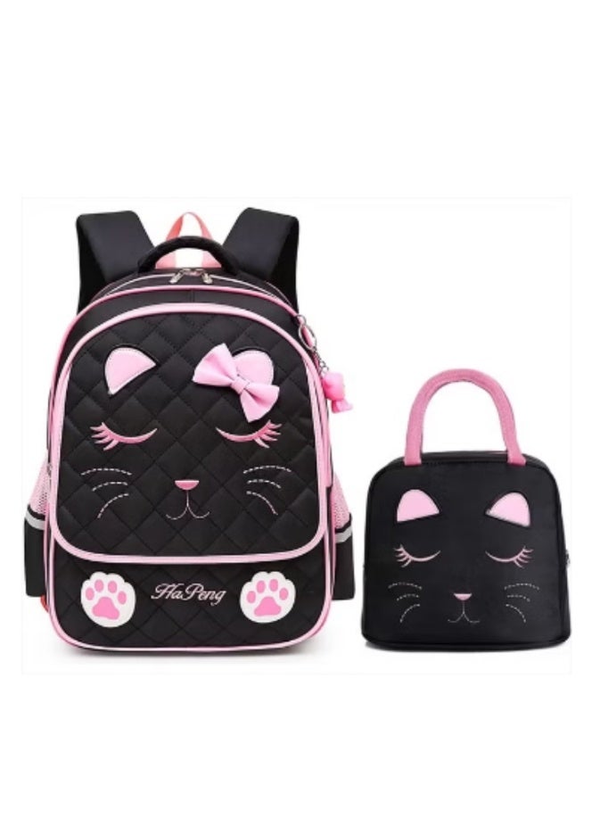 FEWOFJ Cute Cat Backpack + Handbag Set, Adorable Black - Pink Color Scheme is Super Eye - Catching - Image 1