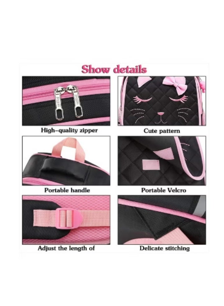 FEWOFJ Cute Cat Backpack + Handbag Set, Adorable Black - Pink Color Scheme is Super Eye - Catching - Image 5