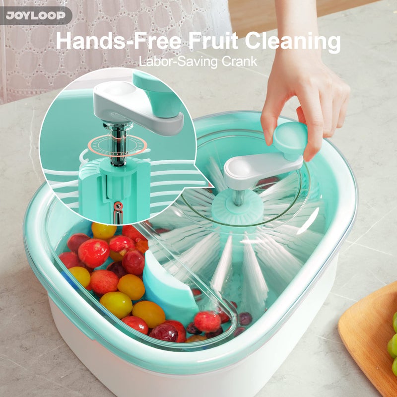 JOYMOOP Fruit Cleaner Spinner JOYLOOP, Large Fruit Washer Spinner, Fruit Cleaner Spinner with Fruit Washer Bowl, Vegetable Fruit Spinner Washer,Fruit and Vegetable Scrubber - Image 3