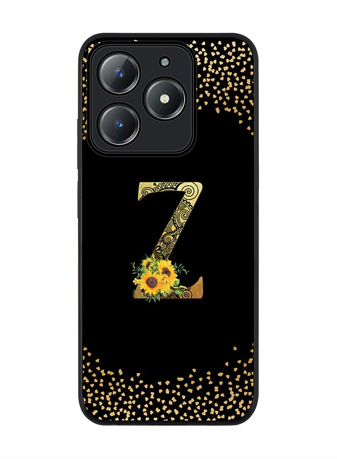 Stylizedd For Realme C63 / Realme C61 4G Case,Slim fit Camera Protection, Shockproof Thin Phone cover  - Custom Floral Monogram - Z ( Black ) - Image 1