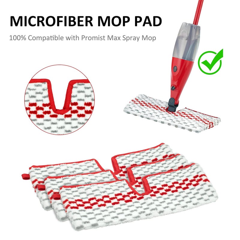 GFRED Microfiber Spray Mop Pads Compatible with Oceda ProMist MAX, Dual-Action Washable Flip Mop Pads Replacement for Dry Wet Floor Cleaning, 3 Packs Red - Image 3
