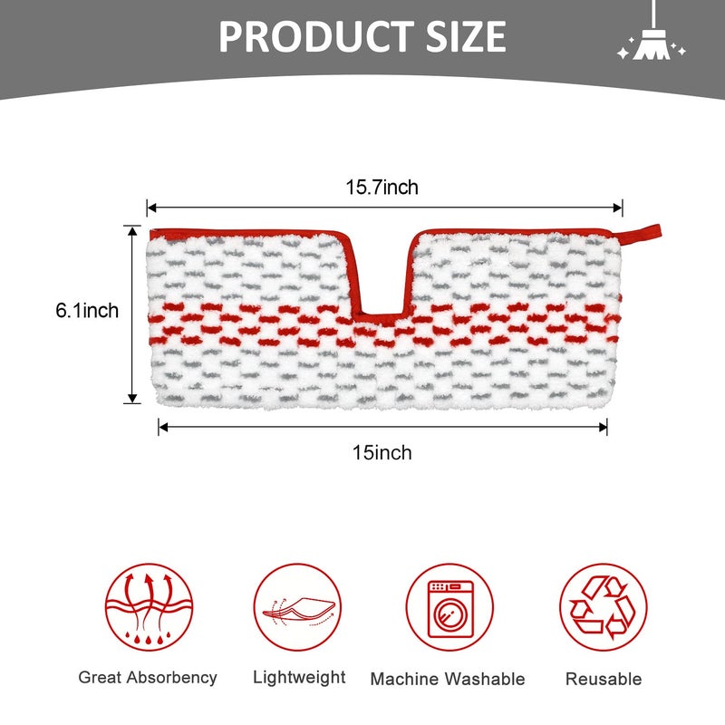 GFRED Microfiber Spray Mop Pads Compatible with Oceda ProMist MAX, Dual-Action Washable Flip Mop Pads Replacement for Dry Wet Floor Cleaning, 3 Packs Red - Image 2