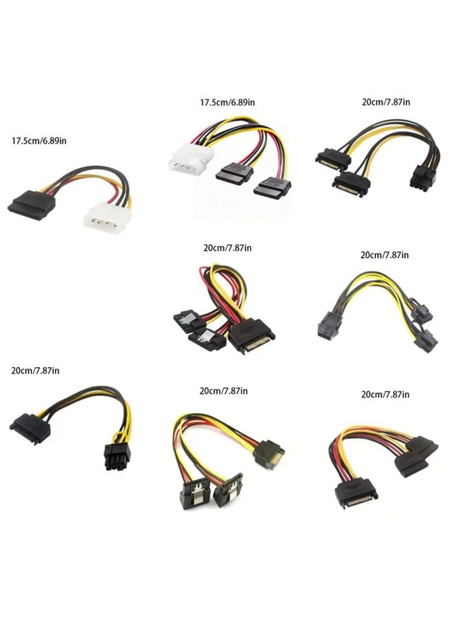 كابل طاقة SATA من واحد إلى اثنين مع صفائح حديدية لمحرك الأقراص الصلبة ولتوصيل بطاقة الرسومات بـ 8 دبابيس - Image 2