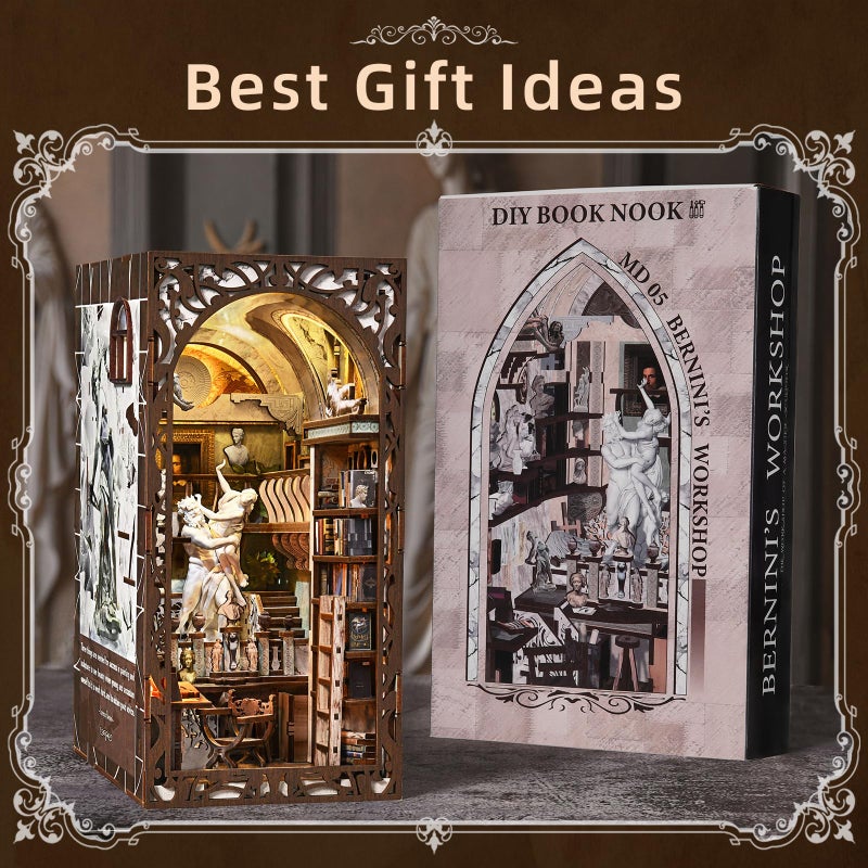 CCCDF Book Nook Kit Library, DIY Miniature House Kit, 3D Wooden Puzzle Dollhouse Kit for Adults and Teens, Bookshelf Booknook with LED Light (Law Library) - Image 5