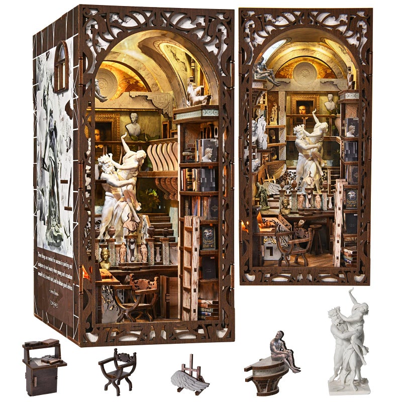 CCCDF Book Nook Kit Library, DIY Miniature House Kit, 3D Wooden Puzzle Dollhouse Kit for Adults and Teens, Bookshelf Booknook with LED Light (Law Library) - Image 1