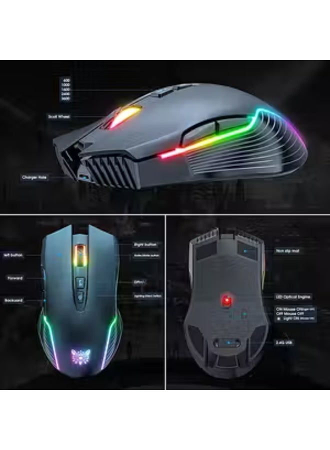 أونيكوما ماوس الألعاب Onikuma CW905 ثنائي الوضع RGB - أسود - Image 3