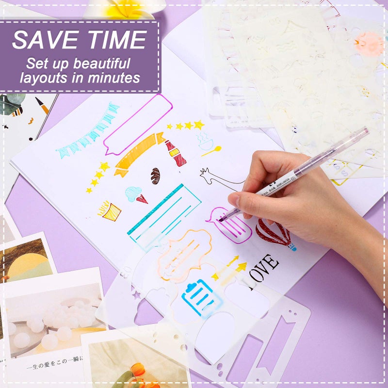 Zonon 24 Pieces Journal Stencil Plastic Planner DIY Drawing Template Painting Template for Journal Notebook Diary Scrapbook Home Decoration DIY Craft Project - Image 5