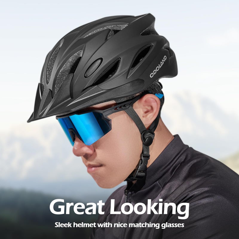 Odoland Bike Helmet with Cycling Sunglasses, Adjustable Size Adult Cycling Helmets for Men Women Road Bike Mountain Ebike, Matte Black - Image 5