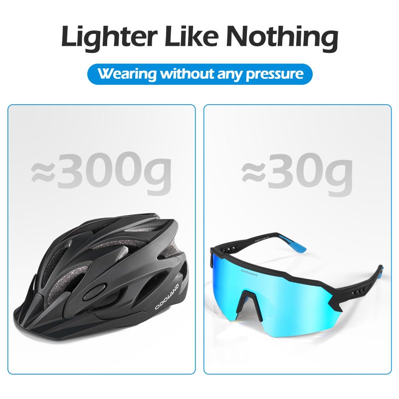 Odoland Bike Helmet with Cycling Sunglasses, Adjustable Size Adult Cycling Helmets for Men Women Road Bike Mountain Ebike, Matte Black - Image 4