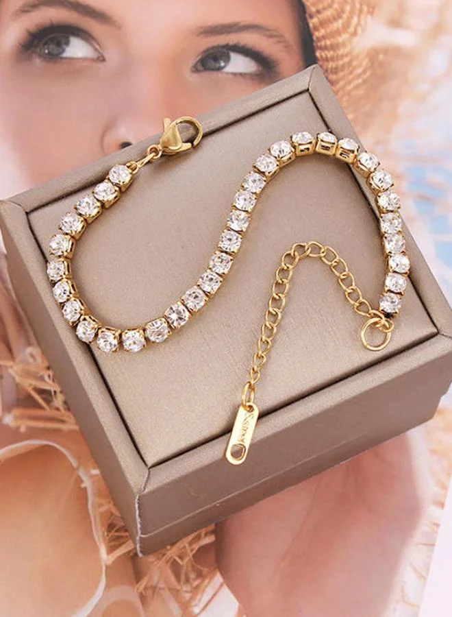 Take Two Golden Crystal Tennis Bracelet