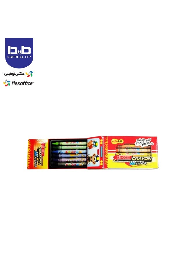 FLEXOFFICE Wax Crayon Colored non-toxic  CR-C022 - Car Shape - 12 Colors  Multi-Color It's completely safe for children - Image 1