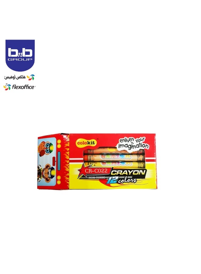 FLEXOFFICE Wax Crayon Colored non-toxic  CR-C022 - Car Shape - 12 Colors  Multi-Color It's completely safe for children - Image 4