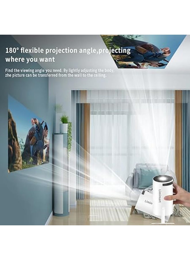 Smart Mini Projector 40''-130'' 4K with 5G WiFi, Bluetooth 5.0 & Premium 360° Sound – Compatible with Android/iOS/Windows/TV Stick, White  - Image 5