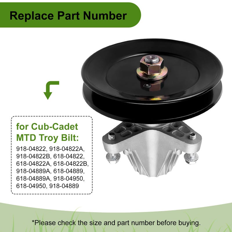Belleone 918-04822B Spindle Assembly Fits for Craftsman Cub Troy Bilt Pony Bronco 42" Mower Deck Tractor, Come with All Mounting Hardware Include Threaded Bolt, Replace 918-04822A 618-04822 - Image 5