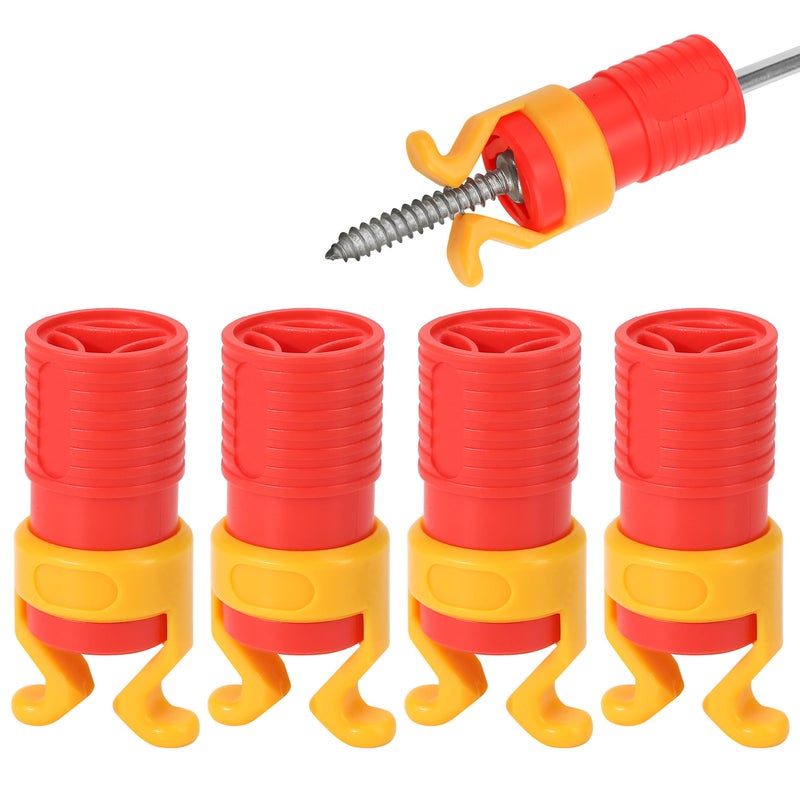 4 Pcs ABS Screw Gripper Holder Clamp Fixing Set for Drill Fits Screwdrivers Bit Diameter of 68mm Holding Tool for Woodworking Red